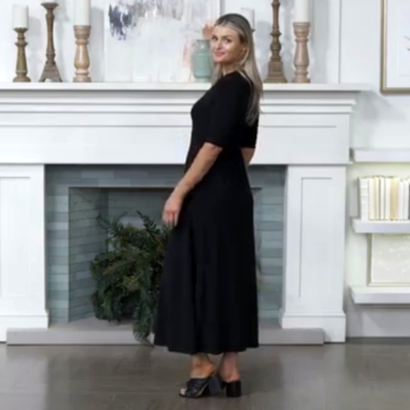 NEW Classic Little Black Maxi Dress 4X with Pockets 3/4 Sleeve - Picture 9 of 9